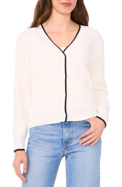 Tipped V-Neck Cardigan