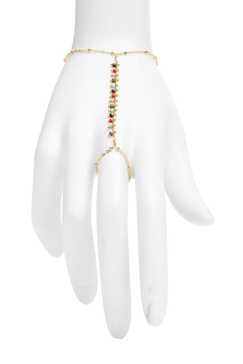 Rainbow Cluster Hand Chain, Main, color, GOLD