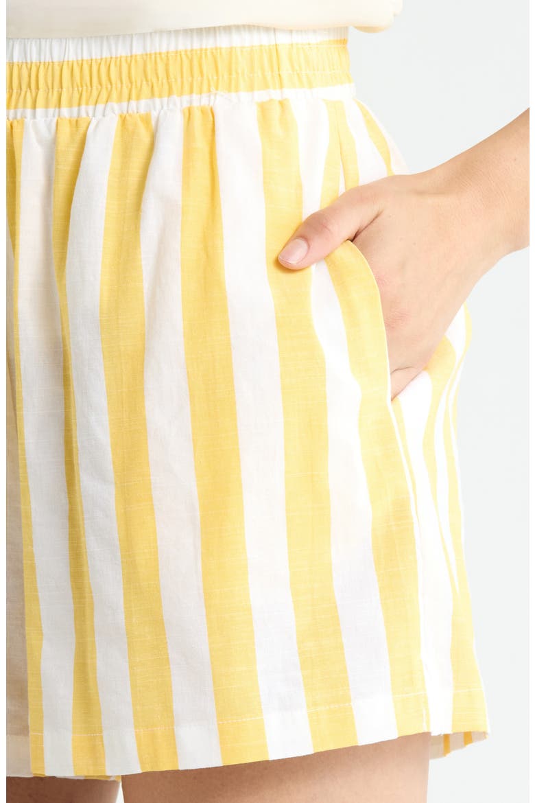 Fays Stripe Tayler Smocked Shorts, Alternate, color, YELLOW-WHT