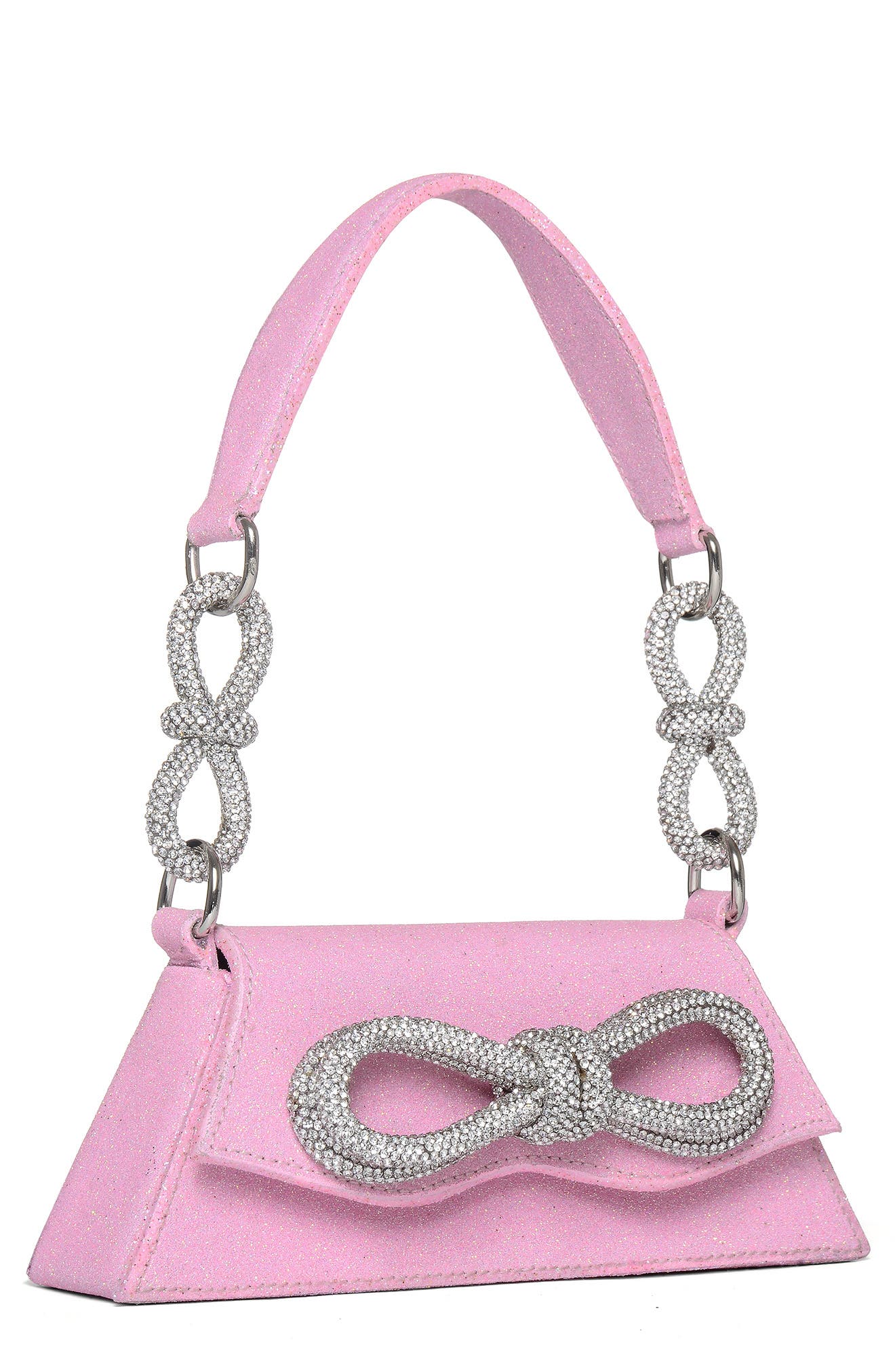Mach & Mach Medium Samantha Double Bow Glitter Top Handle Bag, Alternate, color, 
