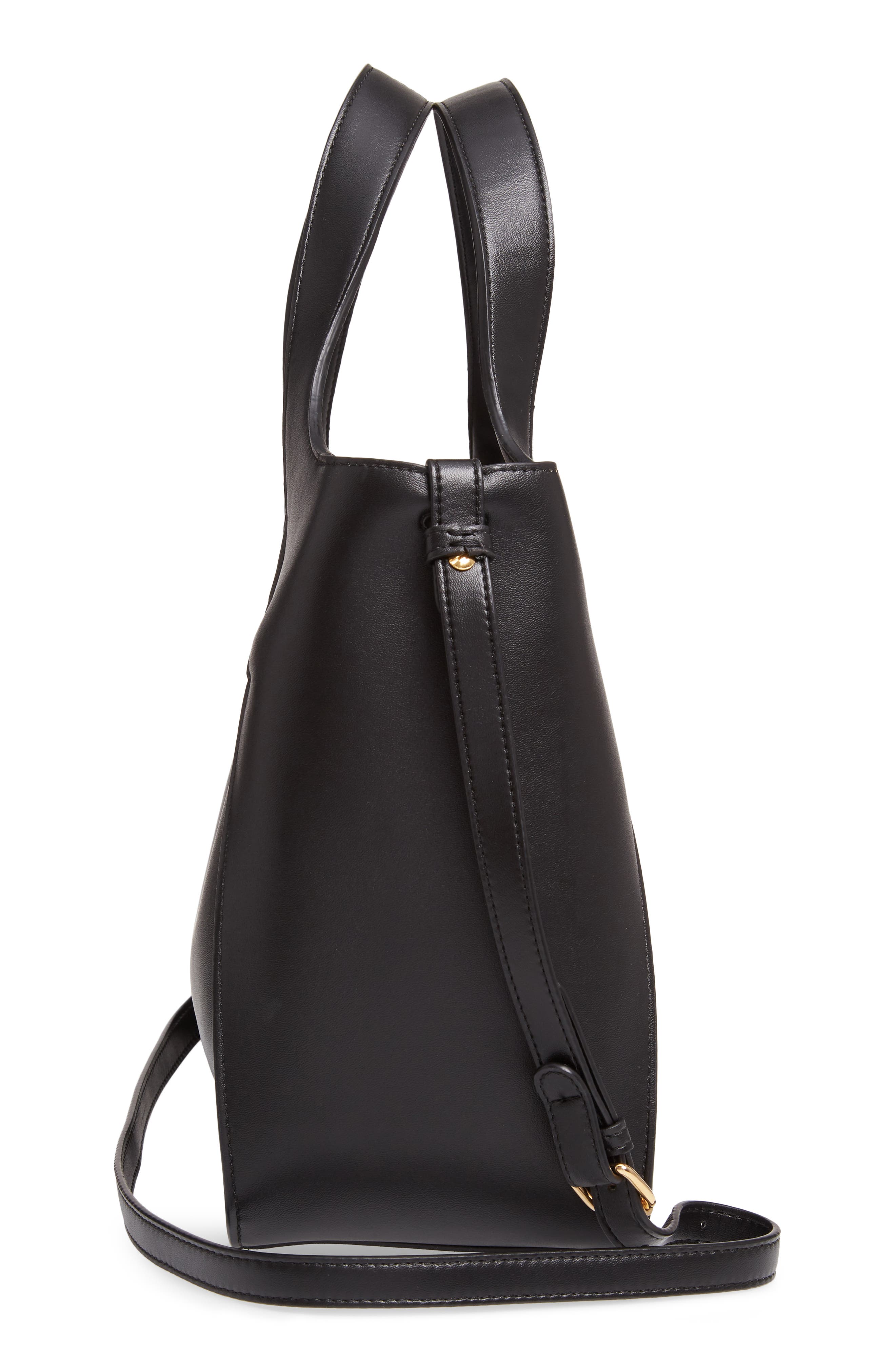 Stella McCartney Perforated Logo Faux Leather Satchel, Alternate, color, 