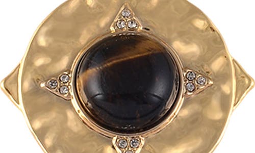 Rachel Roy Tiger's Eye Pendant Necklace In Gold