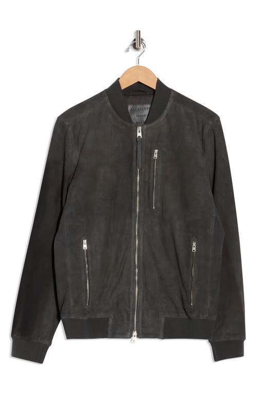 Allsaints Kemble Suede Bomber Jacket In Black