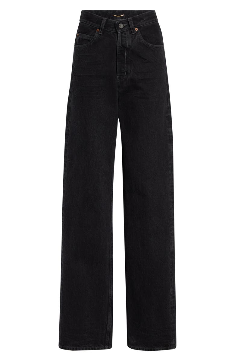 Saint Laurent Tevere V-Waist Baggy Jeans, Main, color, 90S French Black