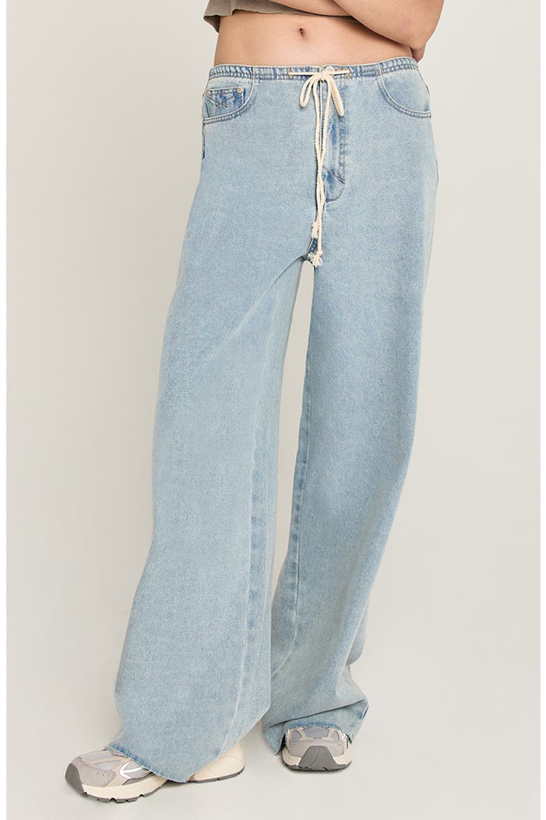 Reece Raw Hem Drawstring Wide Leg Jeans, Main, color, MAMMOTH