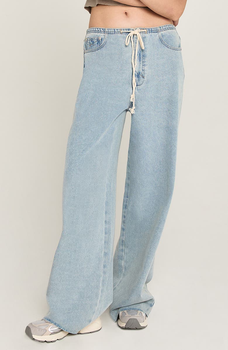 Unpublished Reece Raw Hem Drawstring Wide Leg Jeans, Main, color, Mammoth