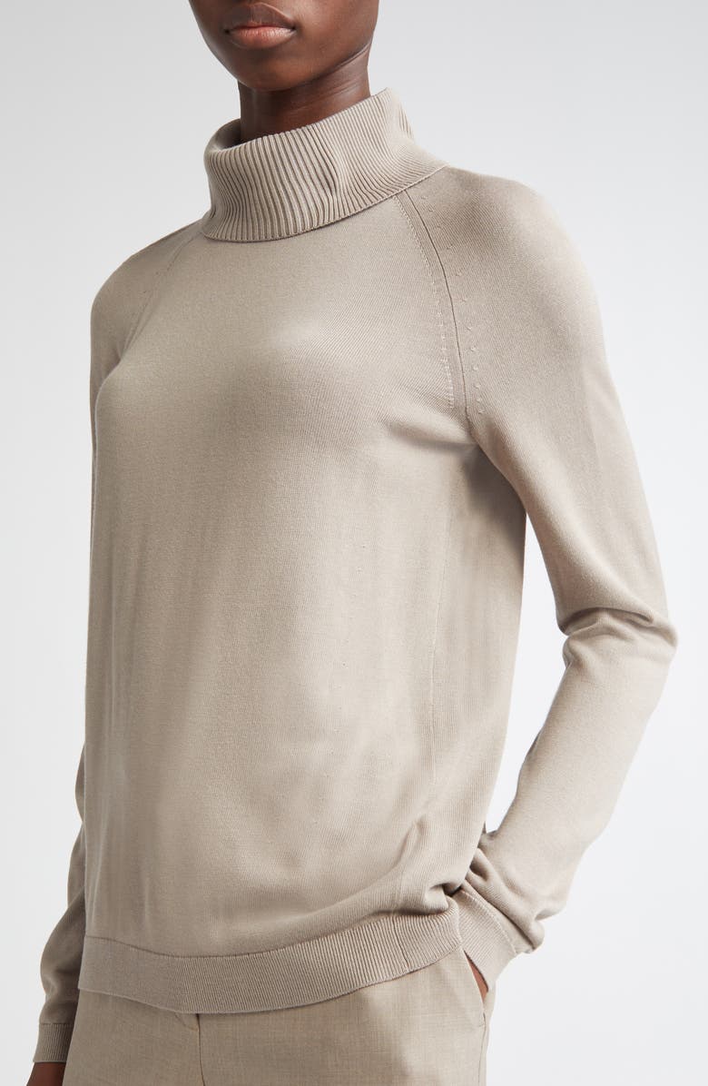 Lafayette 148 New York Raglan Sleeve Turtleneck Sweater, Alternate, color, Hickory