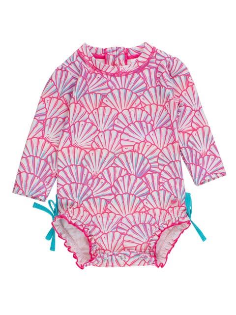 Baby Girls Mermaid Long Sleeve UPF50+ One Piece Rash Guard