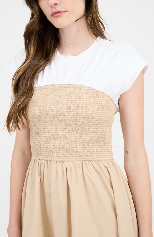 August Sky Short Sleeve Mixed Media Midi Dress