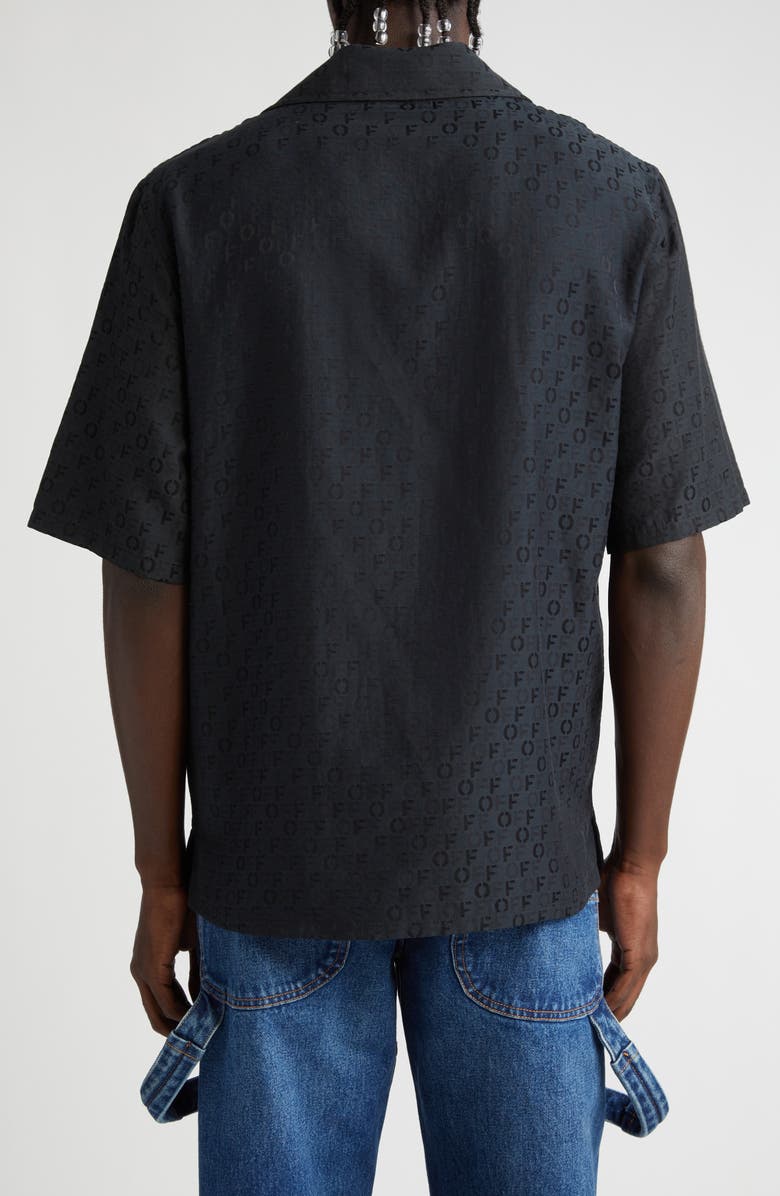 Off-White Jacquard Logo Short Sleeve Silk Blend Camp Shirt, Alternate, color, 