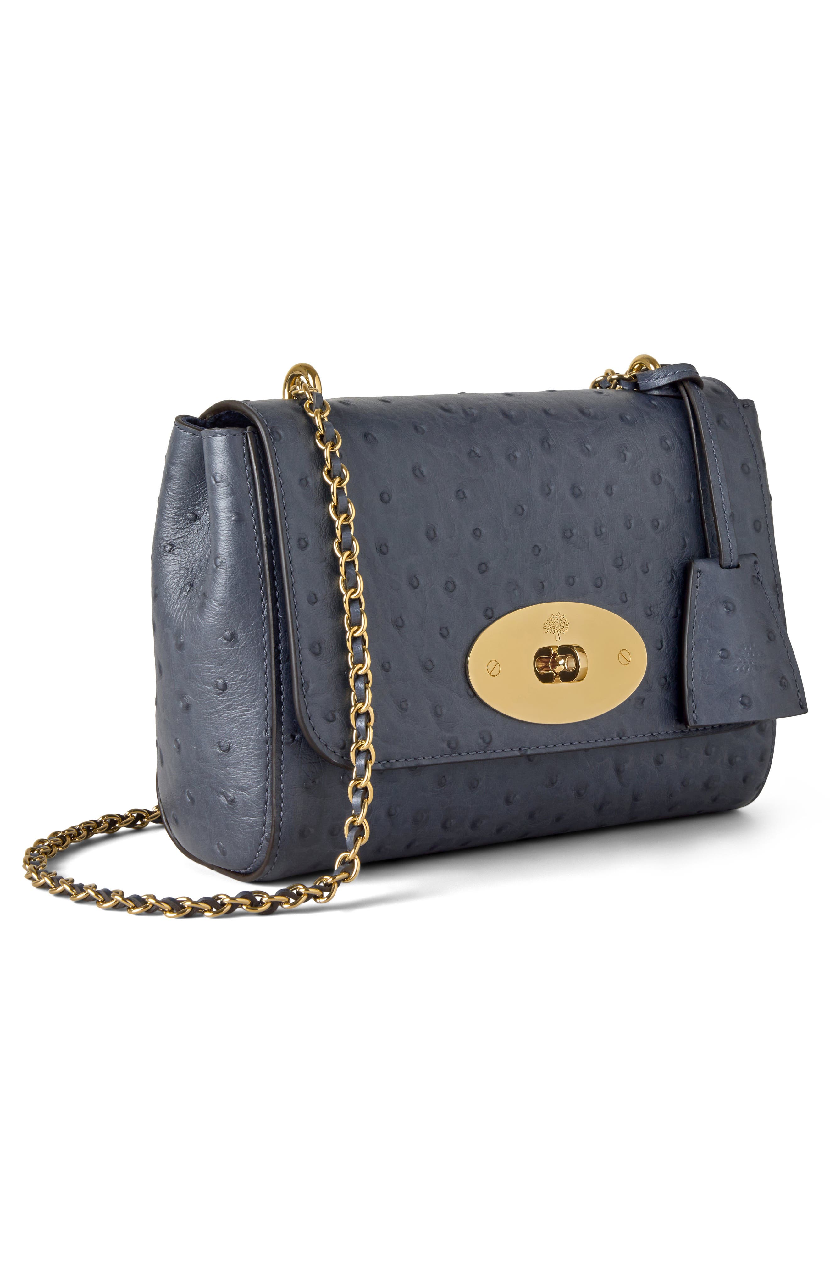 Mulberry Lily Ostrich Embossed Leather Satchel, Alternate, color, Stormy Blue
