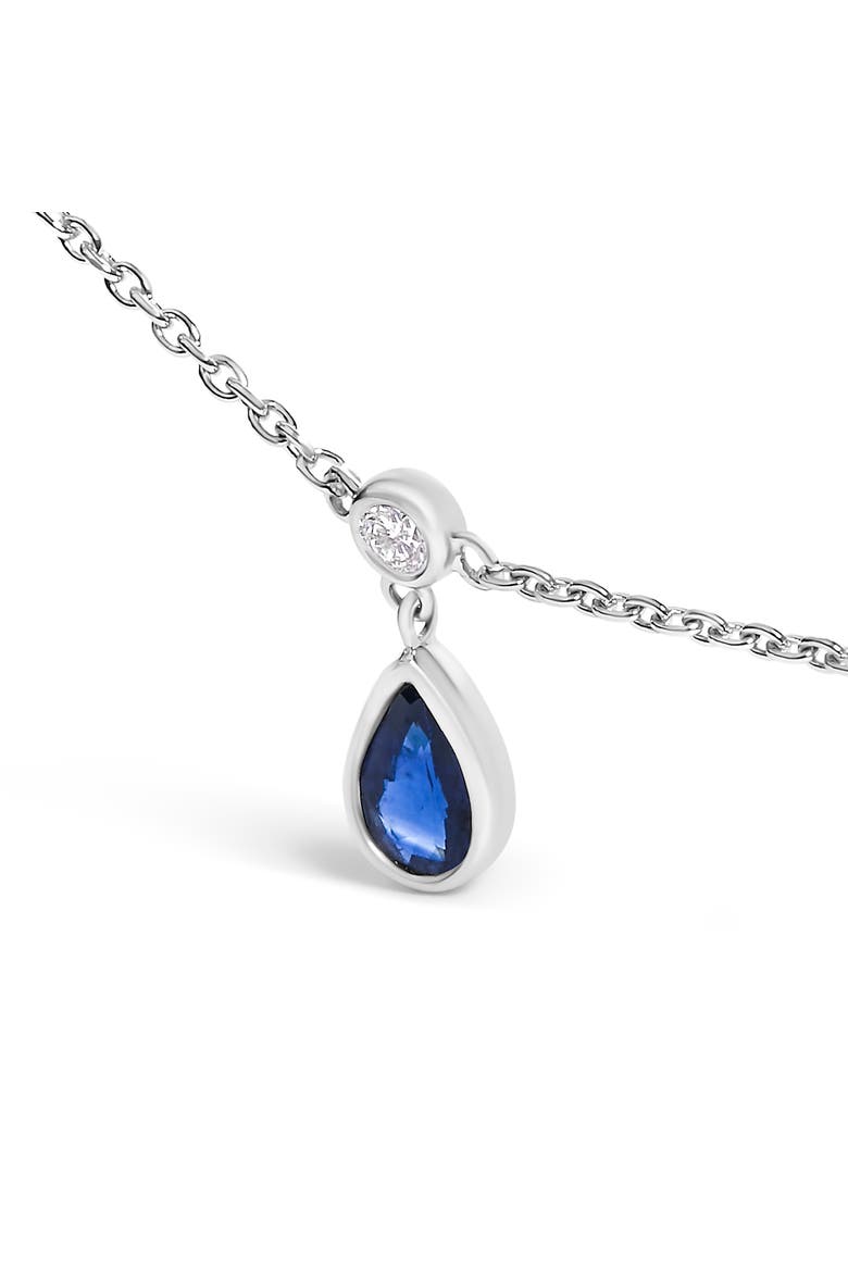 10K White Gold Dangling Blue Sapphire and Diamond Station Necklace, Alternate, color, White