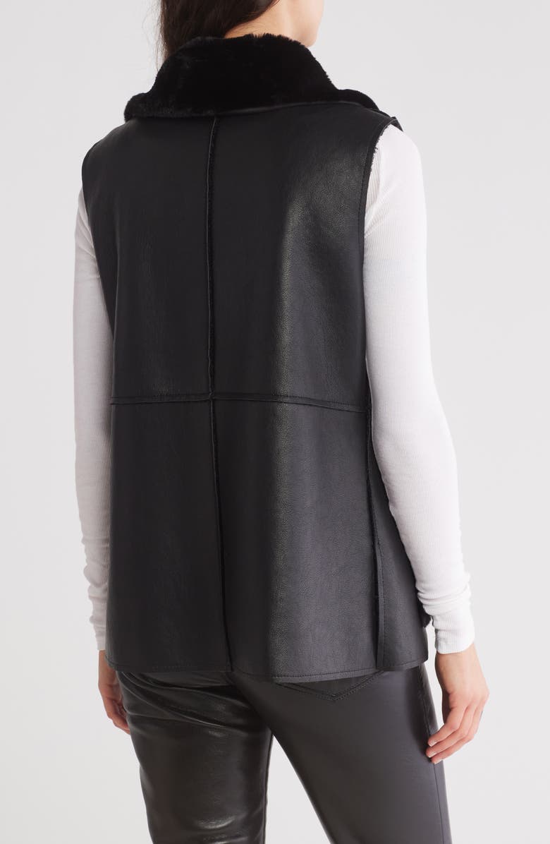 La Fiorentina Faux Fur Trim Faux Leather Vest, Alternate, color, 