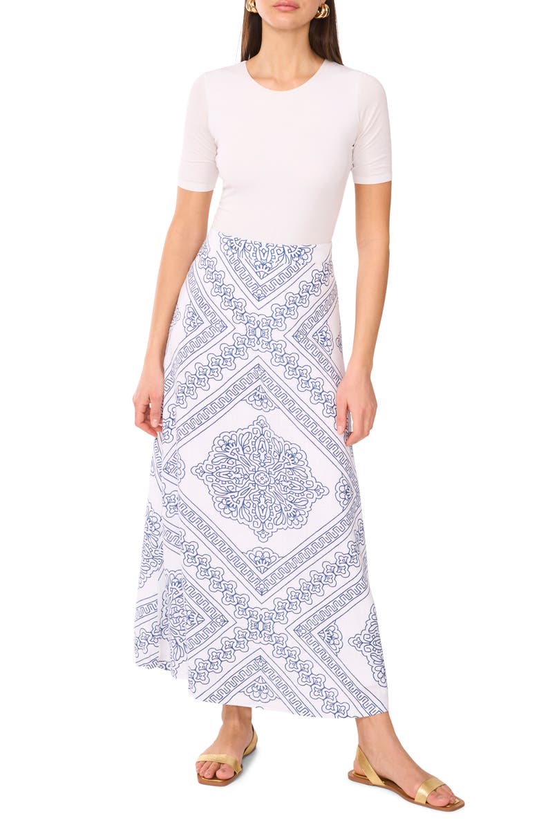Vince Camuto Print Linen Blend A-Line Maxi Skirt, Alternate, color, 