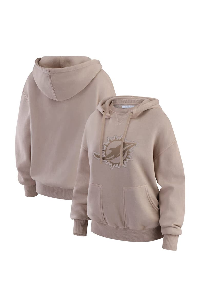 WEAR by Erin Andrews Women's WEAR by Erin Andrews  Tan Miami Dolphins Washed Pullover Crewdie, Main, color, Tan