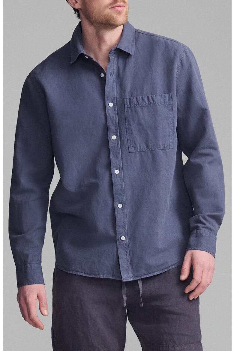 Cotton Blend Button-Up Shirt, Main, color, OUTER SPACE
