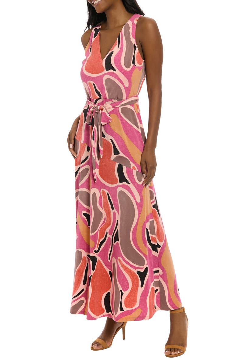 London Times Asymmetric Maxi Dress, Alternate, color, Lavender/ Rust