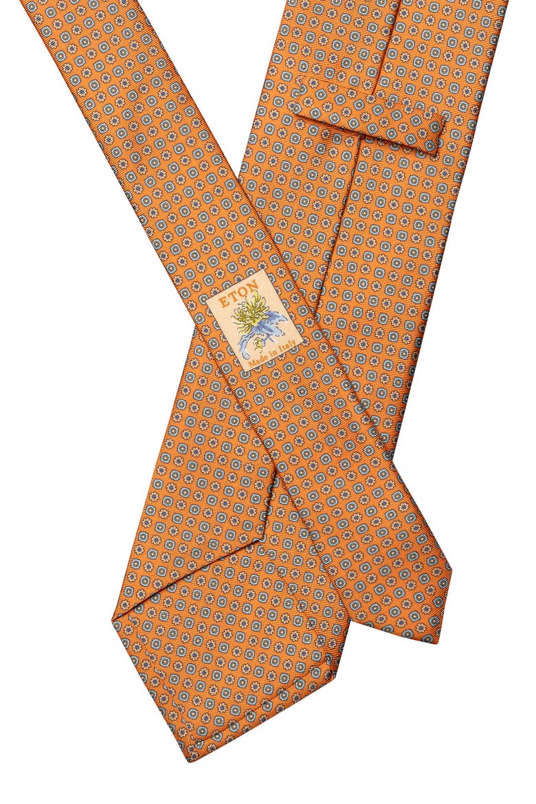 Micro Floral Silk Tie, Alternate, color, MEDIUM ORANGE