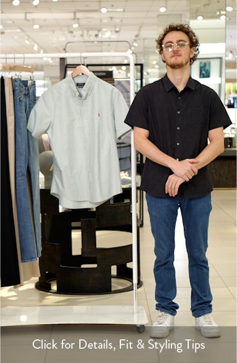 Classic Fit Solid Short Sleeve Cotton Button-Down Oxford Shirt, sales video thumbnail