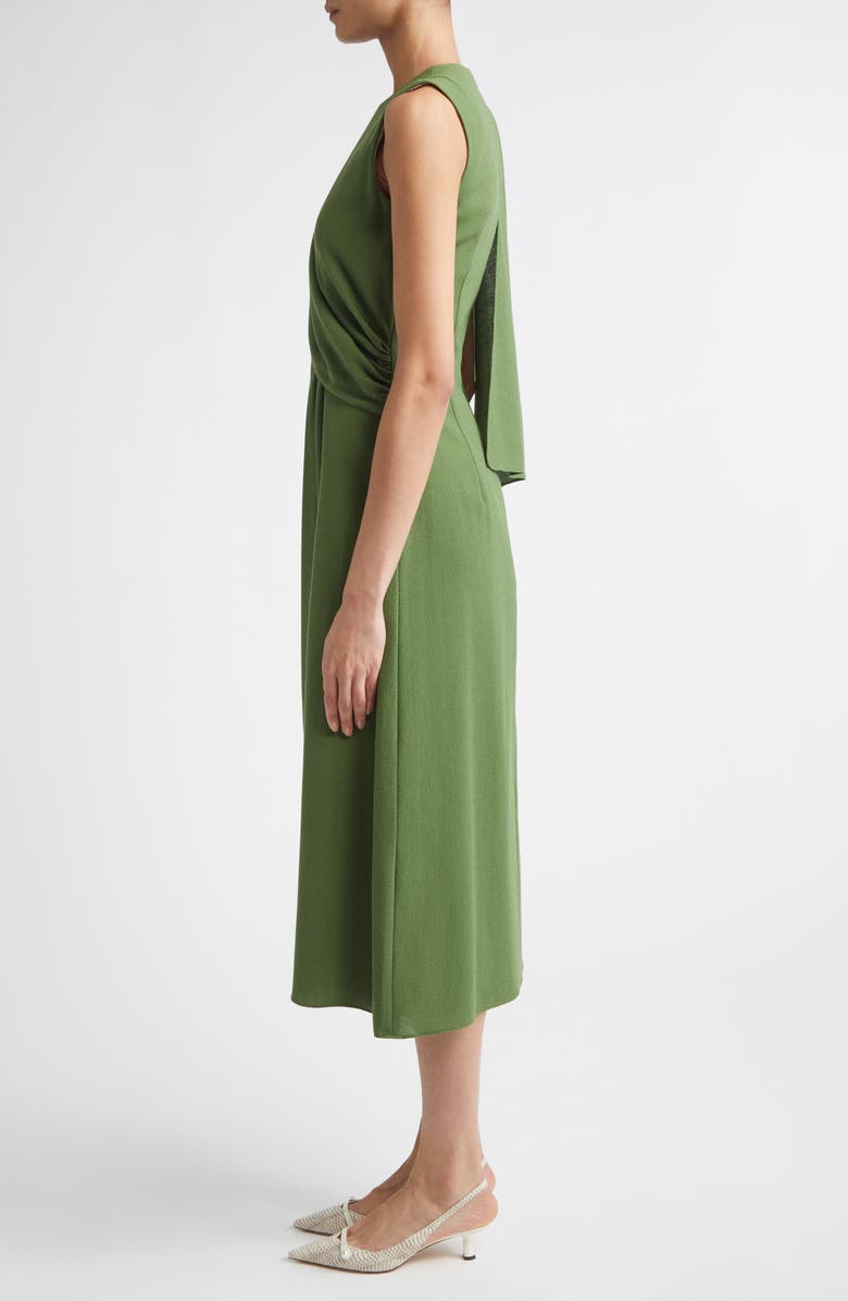 Emilia Wickstead Tidus Draped Wool Crepe Midi Dress, Alternate, color, Olive