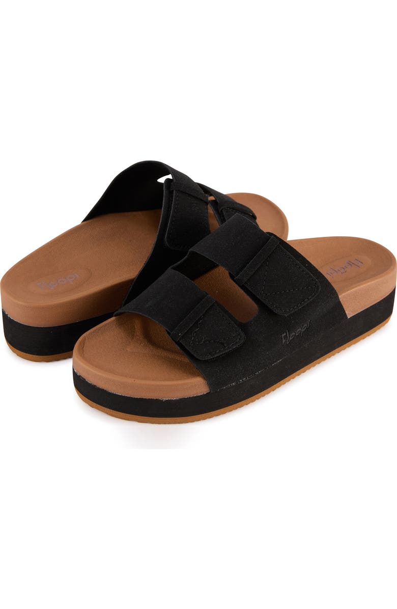 FLOOPI Double Strap Platform Slide Sandal, Alternate, color, Black