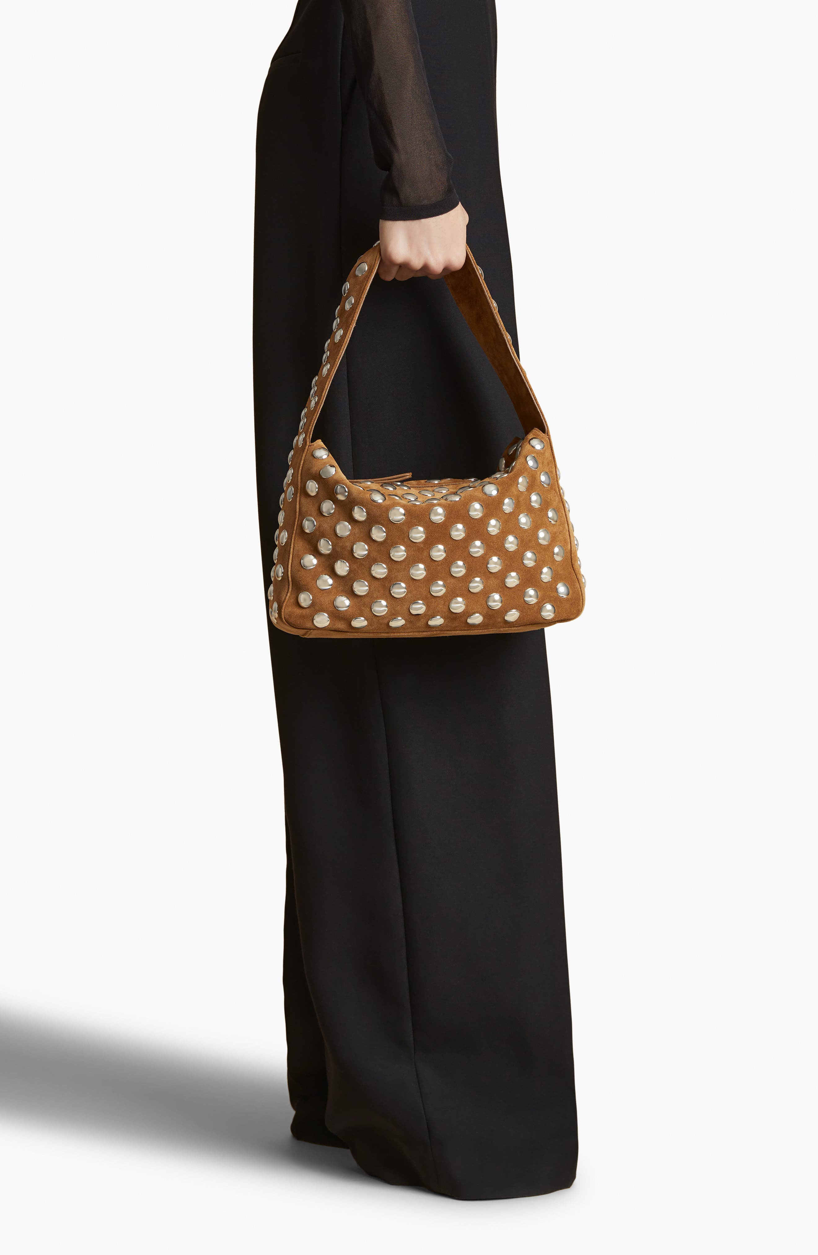 Khaite Elena Stud Shoulder Bag, Alternate, color, 
