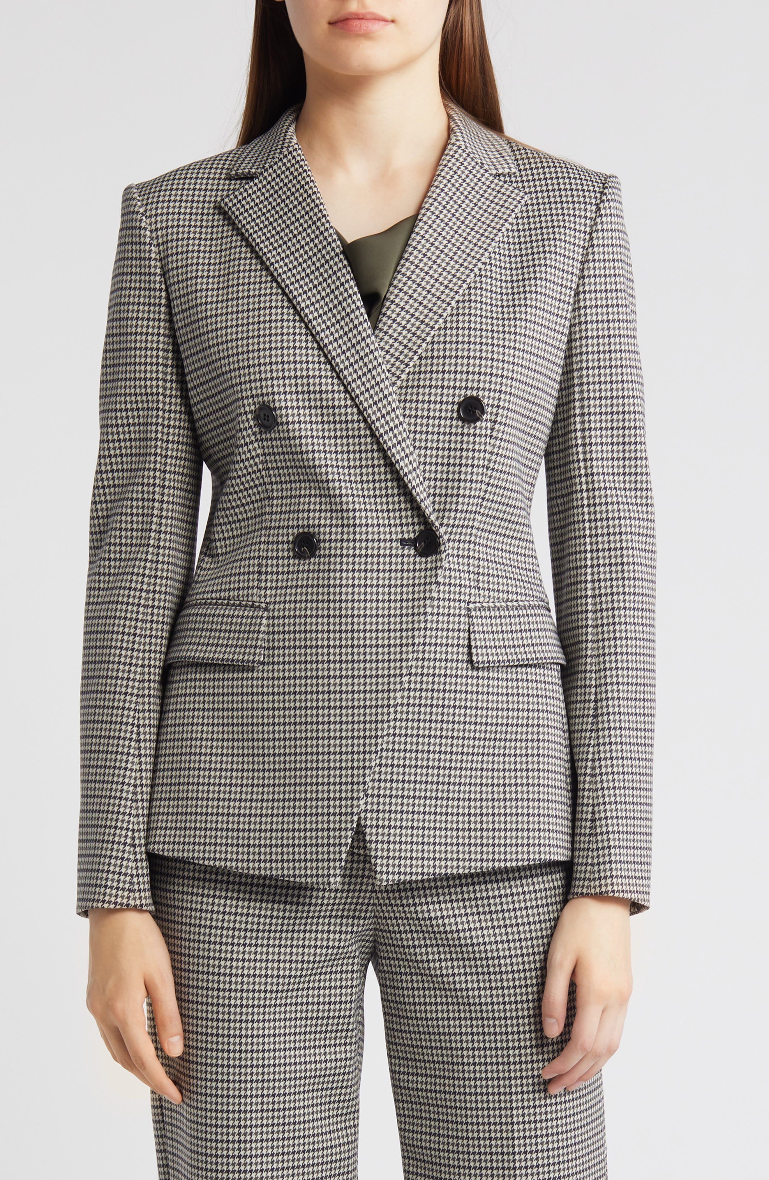 Theory Houndstooth Double Breasted Blazer