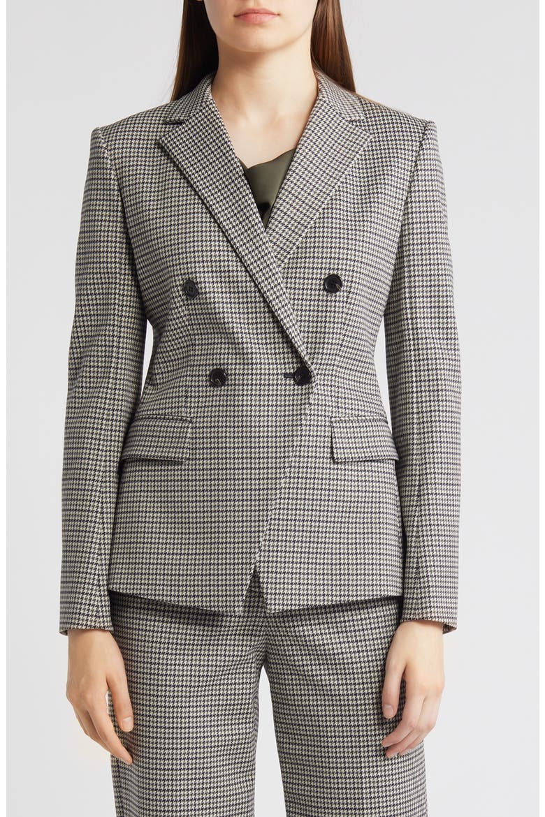 Houndstooth Double Breasted Blazer, Main, color, NAVY MULTI