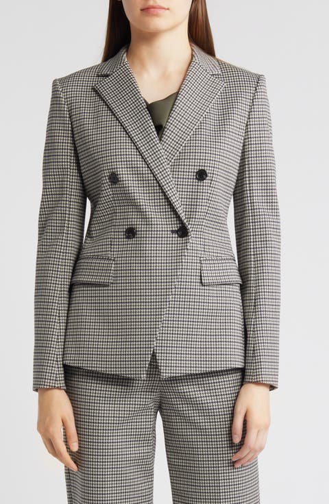 Houndstooth Double Breasted Blazer