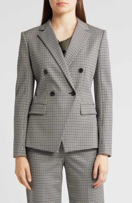 Theory Houndstooth Double Breasted Blazer