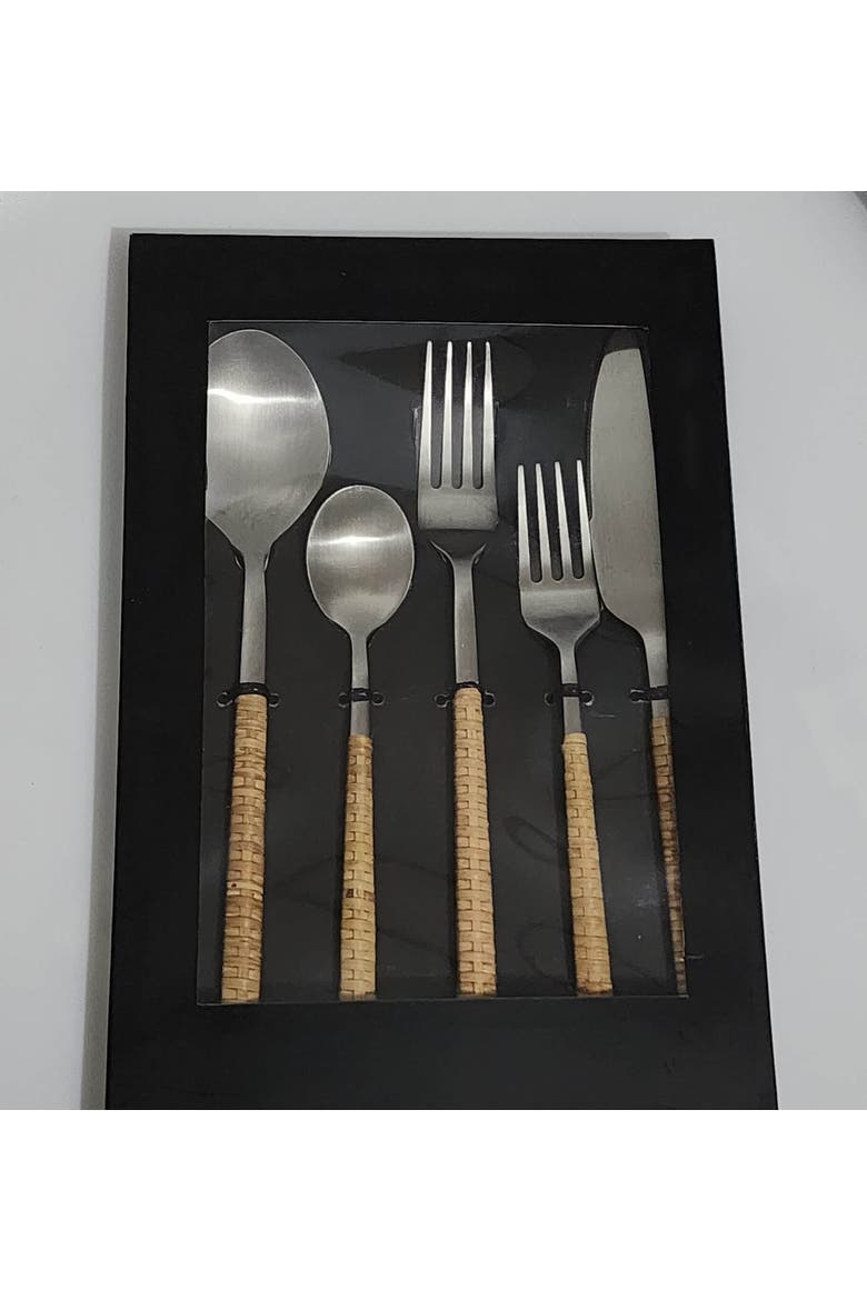Artifacts Rattan Stainless Steel Cutlery (Set of 5) - With Gift Box, Alternate, color, Honey Brown