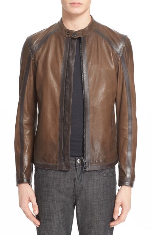 Belstaff 'Lymington' Leather Moto Jacket in Russet Brown 