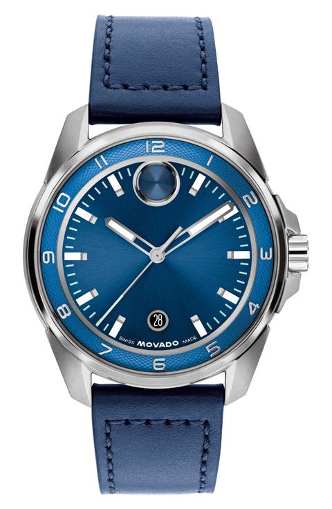 Bold Verso S Leather Strap Watch, 42mm