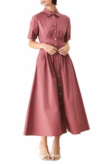 Pleated Cotton Shirtdress