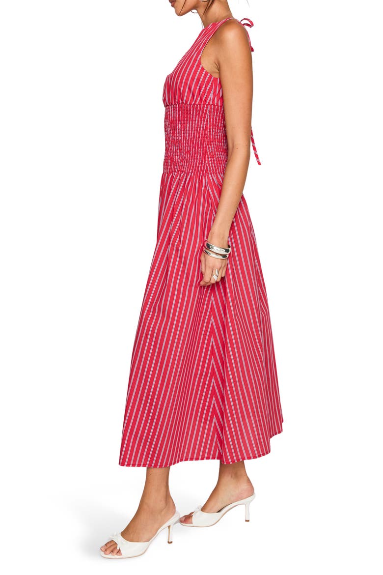 Lilienne Stripe Cotton Blend Poplin Dress, Alternate, color, RED STRIPE