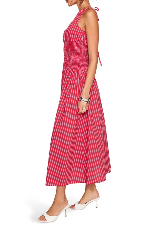 Princess Polly Lilienne Stripe Cotton Blend Poplin Dress In Red