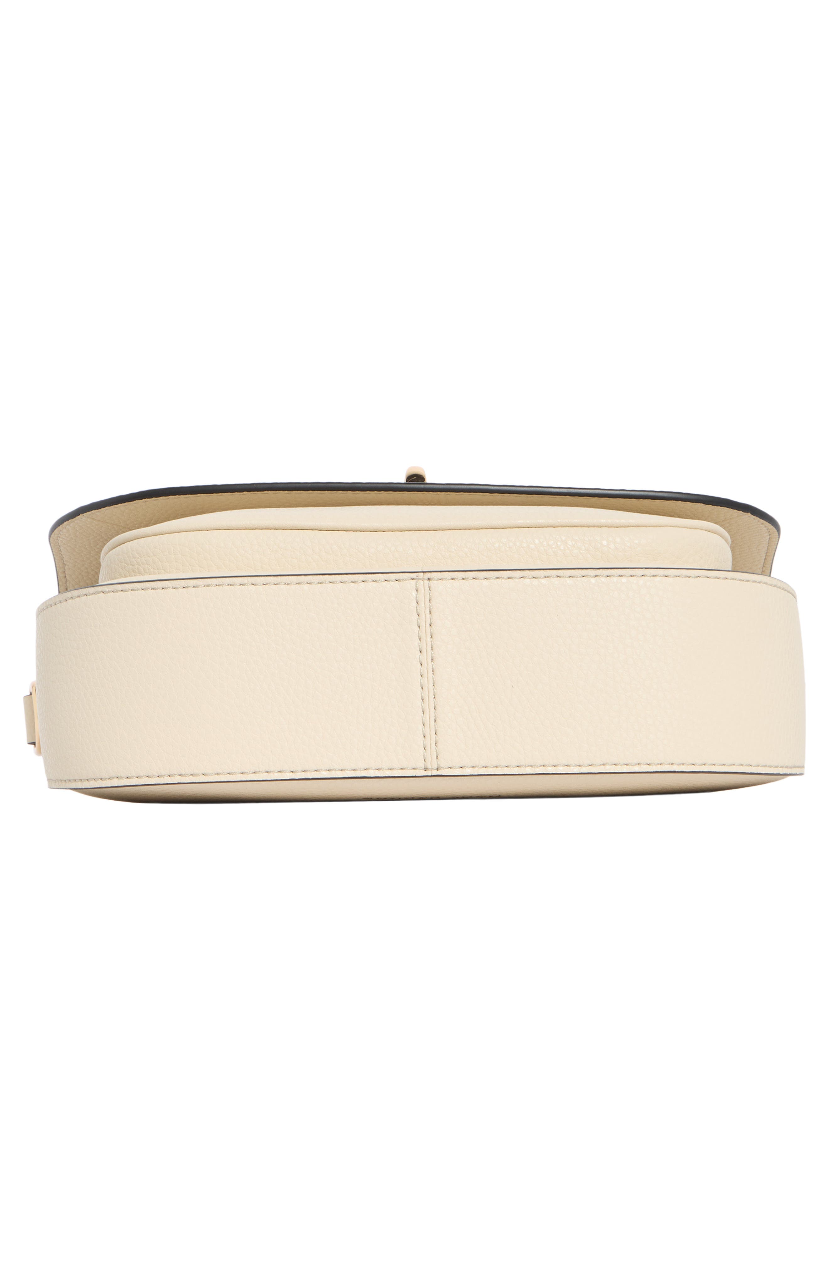 Marc Jacobs Signet Turnlock Leather Saddle Bag, Alternate, color, Marshmallow