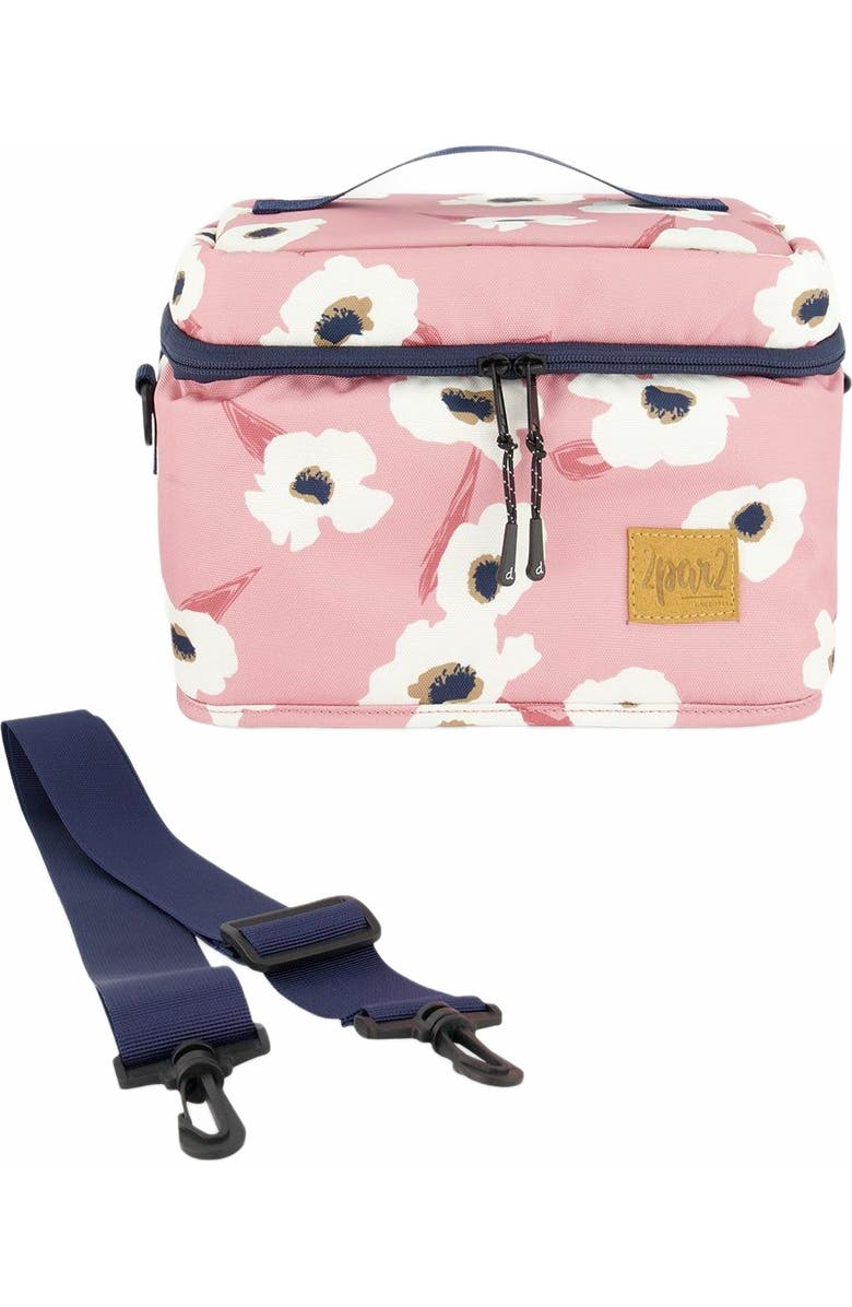 Deux par Deux Girl's Lunch Box Pink Printed Off White Flowers, Main, color,