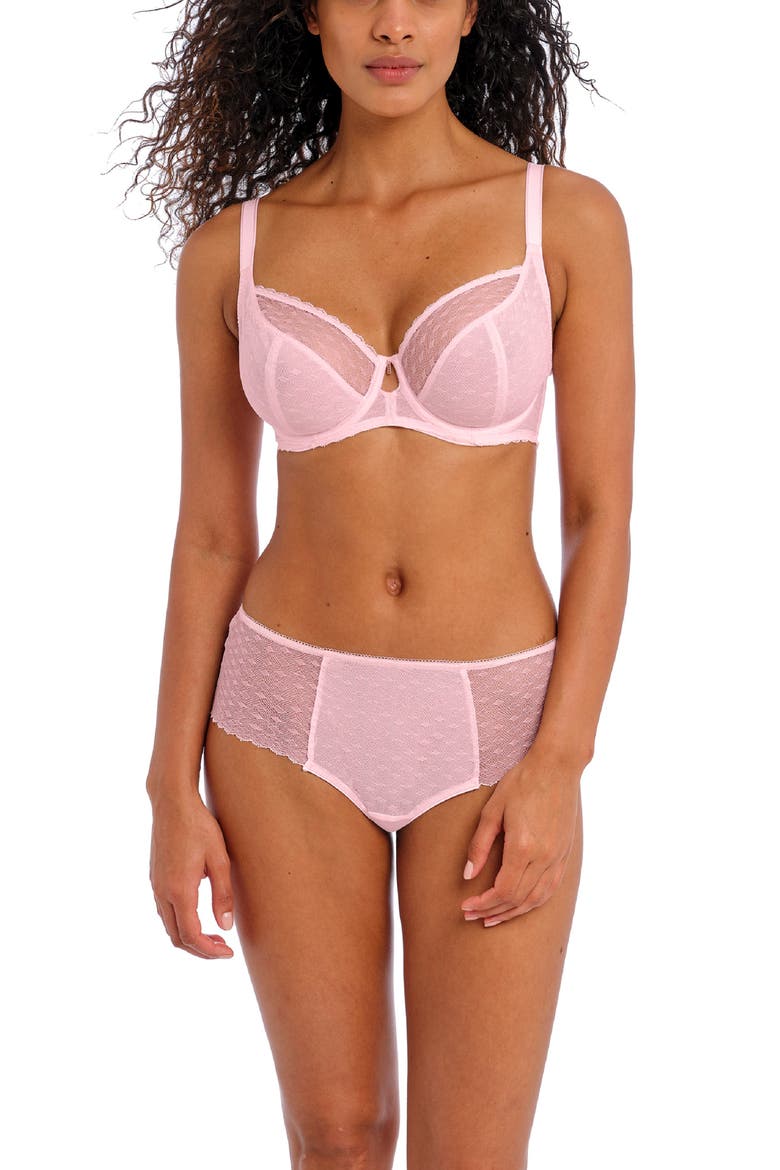 Signature Underwire Plunge Bra, Alternate, color, BARELY PINK