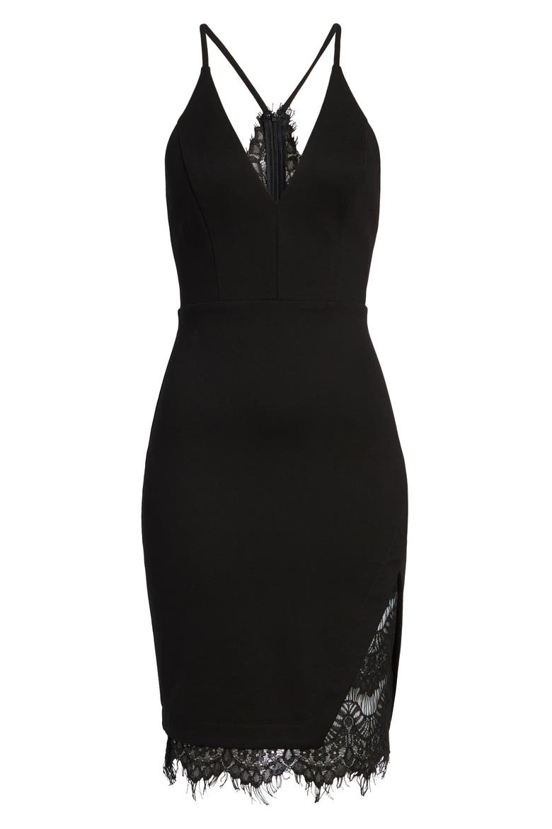 Lace Body-Con Dress, Main, color, BLACK