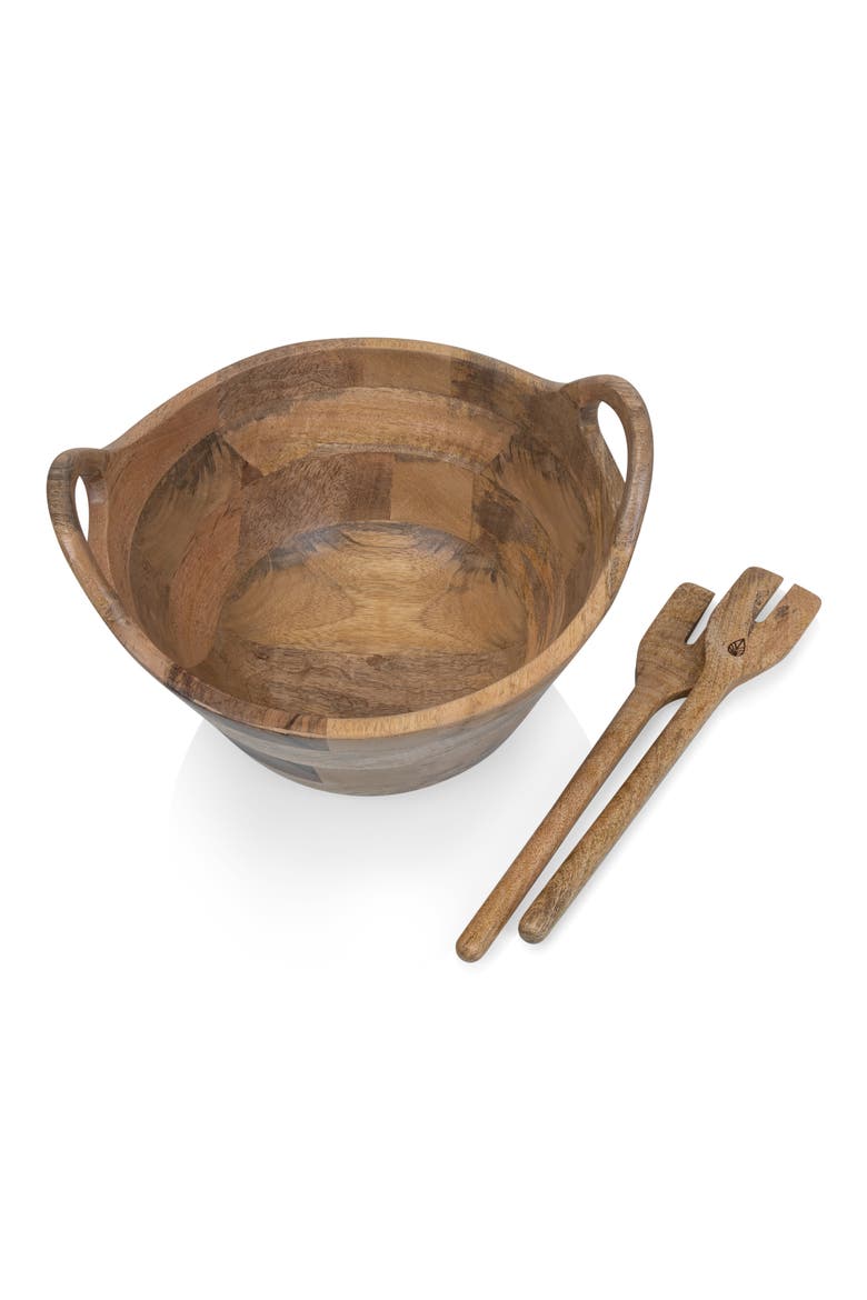 Ciotola Wood Salad Bowl & Servers, Alternate, color, BROWN