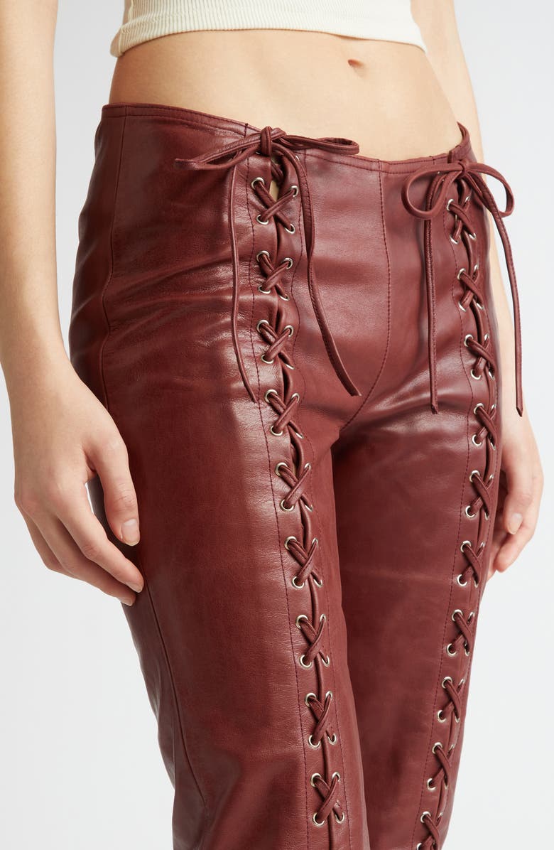 Saks Potts Christina Lace-Up Leather Pants, Alternate, color,