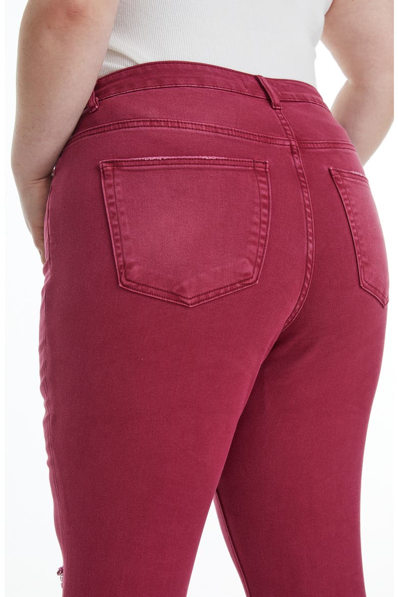 Emily High Waist Distressed Straight Leg Jeans, Alternate, color, WINE