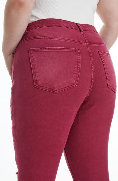 Bayeas Emily High Waist Distressed Straight Leg Jeans In Wine