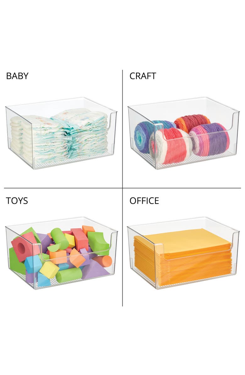 mDesign Household Plastic Storage Organizer Bin with Open Front - 8 Pack - Clear, Alternate, color, Clear