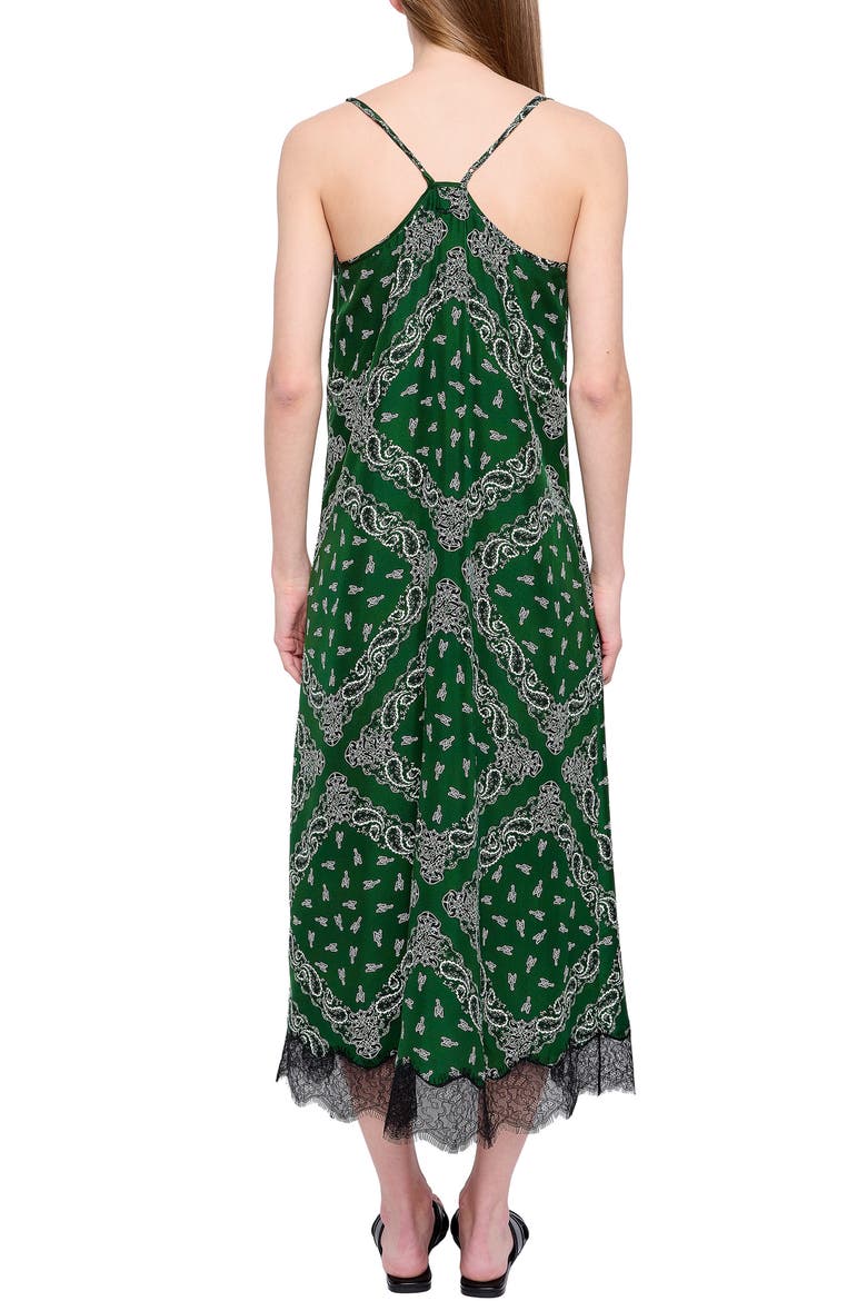 Respa Silk Bandana Lace Trim Midi Dress, Alternate, color, MEADOW