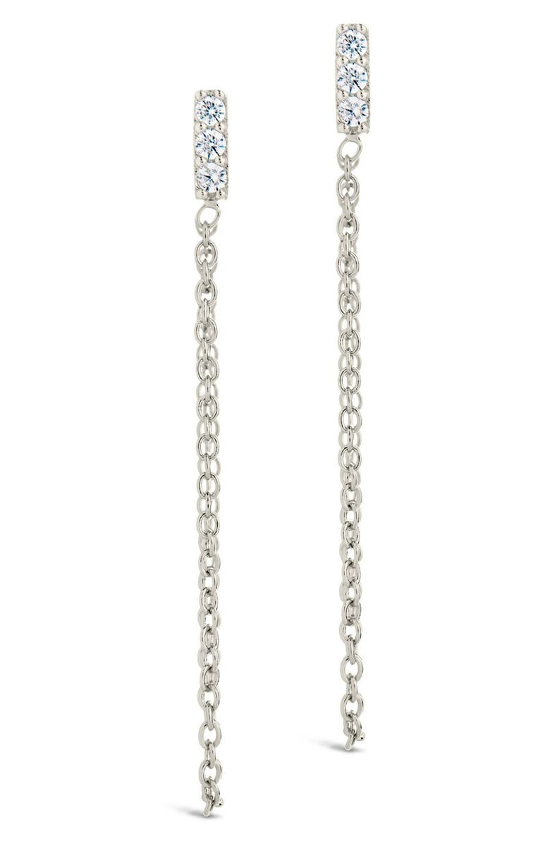 Sterling Forever Chelsea Cubic Zirconia Chain Drop Front/Back Earrings, Alternate, color, Silver