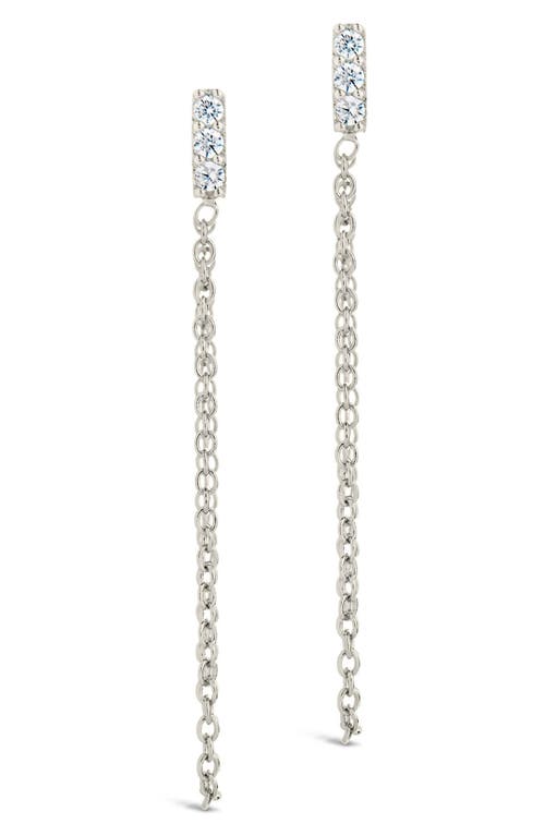 Sterling Forever Chelsea Cubic Zirconia Chain Drop Front/back Earrings In Silver