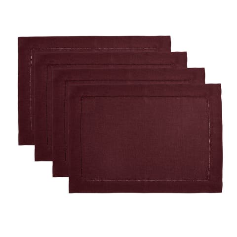 Linen Placemats - Classic Hemstitch, 14" x 19" Inch