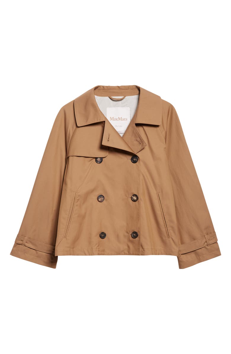Max Mara Tesora Water Repellent Short Trench Coat, Alternate, color, Brown